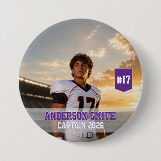 Macaron Rond 7,6 Cm Photo personnalisée du capitaine de football MVP 2