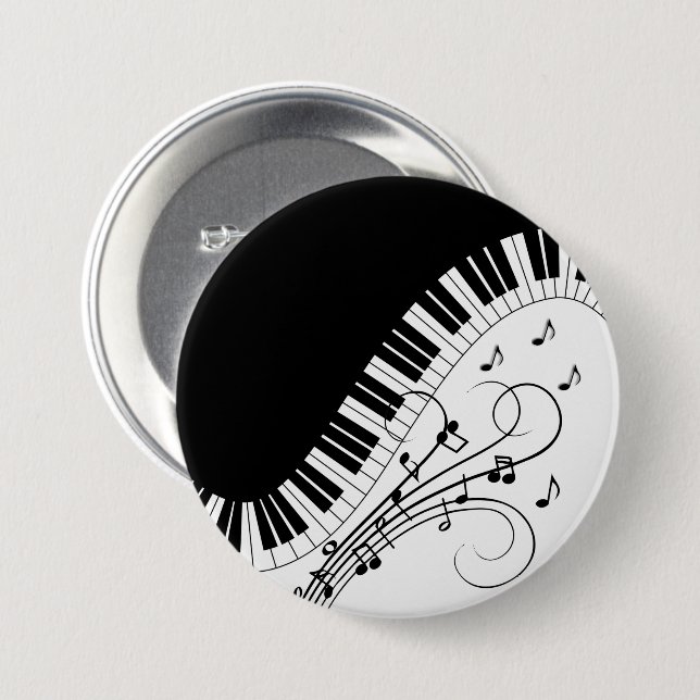 Macaron Rond 7,6 Cm Piano Keyboard Music Design (Devant & derrière)