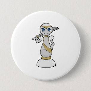 Macaron Rond 7,6 Cm Pièce d'échecs Épée de Paon Échecs