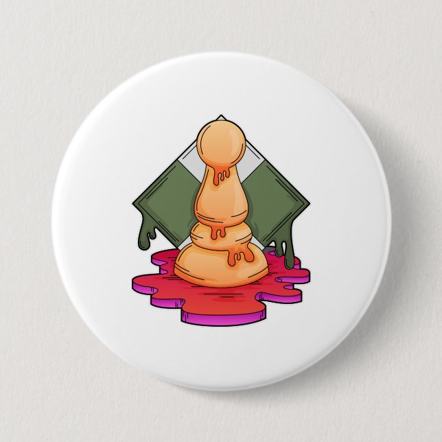 Macaron Rond 7,6 Cm Pièce d'échecs Pawn (Devant)