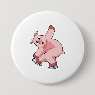 Macaron Rond 7,6 Cm Pig Patinage sur glace Patins sur glace