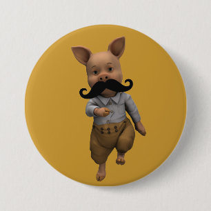Macaron Rond 7,6 Cm Piglet Avec Moustache