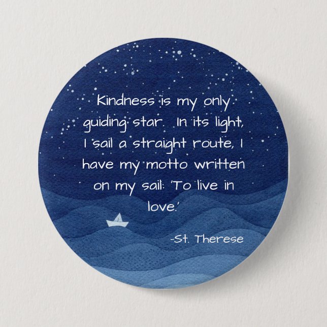 Macaron Rond 7,6 Cm Pin de citation de St Therese (Devant)