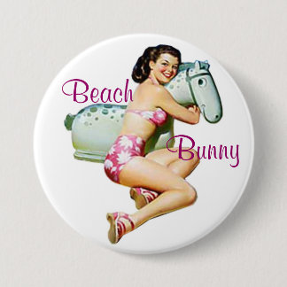Macaron Rond 7,6 Cm Pin- de lapin de plage