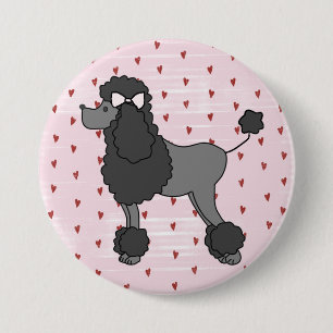 Macaron Rond 7,6 Cm Pin rose français vintage de caniche