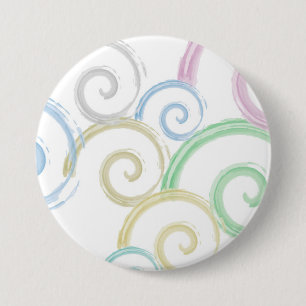 Macaron Rond 7,6 Cm Pinceaux à aquarelle vagues modernes, tendance, co