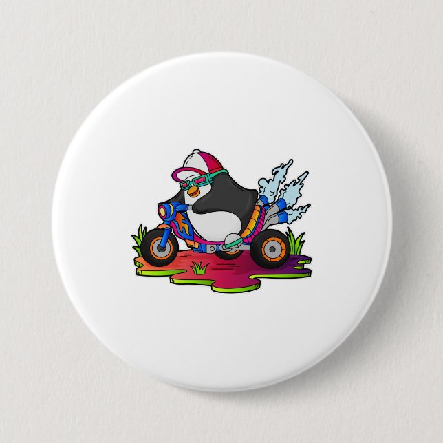 Macaron Rond 7,6 Cm Pingouin as Biker (Devant)
