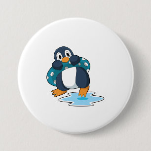 Macaron Rond 7,6 Cm Pingouin avec Lifebuoy