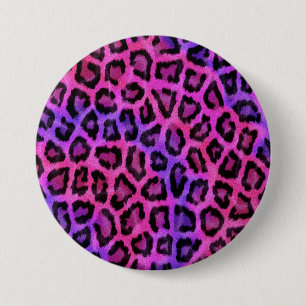 Macaron Rond 7,6 Cm Pink and Purple Leopard Fur Spots Pattern