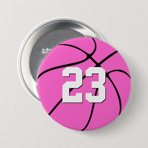 Macaron Rond 7,6 Cm Pink Basketball Custom Jersey Numéro/Lettres Sport