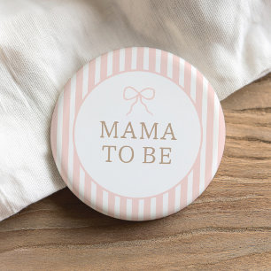 Macaron Rond 7,6 Cm Pink Bow Stripes Paris Baby shower Mama à être