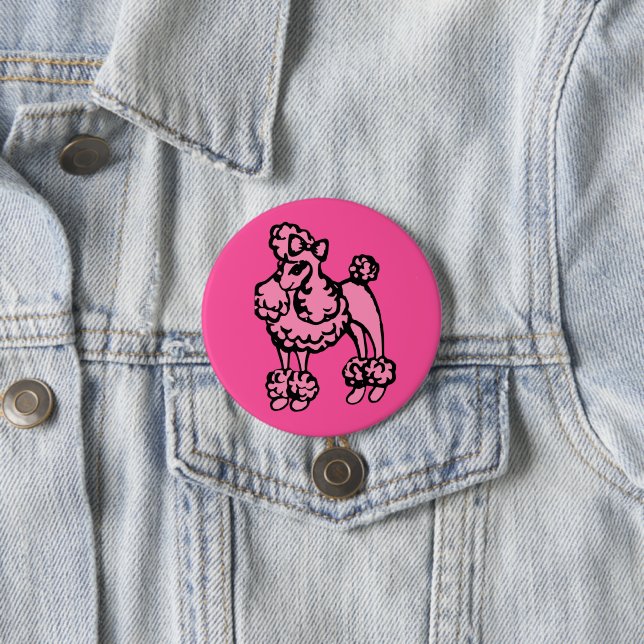 Macaron Rond 7,6 Cm Pink Poodle Button (En situation)