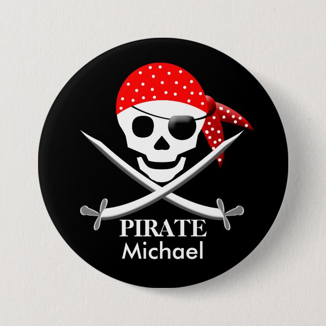 MACARON ROND 7,6 CM PIRATE BOUTONS - PERSONNALISER - COLLECTE (Devant)