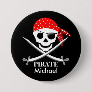 MACARON ROND 7,6 CM PIRATE BUTTONS - PERSONALIZE - COLLECTION