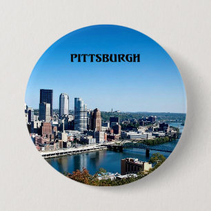 Macaron Rond 7,6 Cm Pittsburgh, Pennsylvanie photo d'une ligne aérien