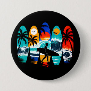Macaron Rond 7,6 Cm Planches de surf