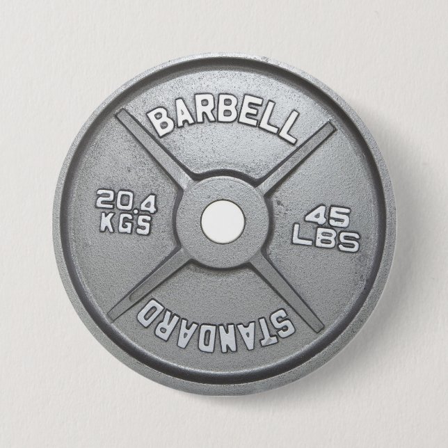 Macaron Rond 7,6 Cm Plaque Barbell (Devant)
