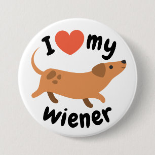 Macaron Rond 7,6 Cm Plaque I love my wiener - Chien dachshund