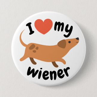 Macaron Rond 7,6 Cm Plaque I love my wiener - Chien dachshund