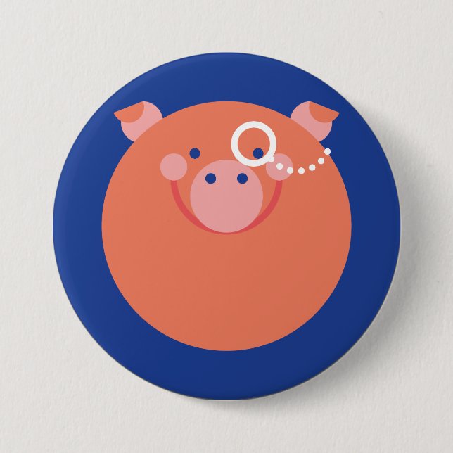 Macaron Rond 7,6 Cm Plaque Minimal Pig (Devant)