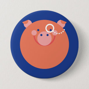 Macaron Rond 7,6 Cm Plaque Minimal Pig