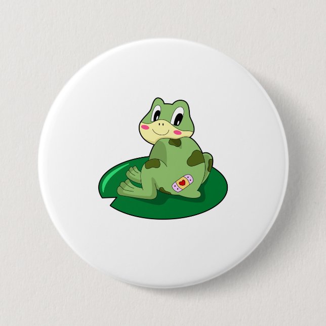 Macaron Rond 7,6 Cm Plâtre Coeur Feuille de grenouille (Devant)