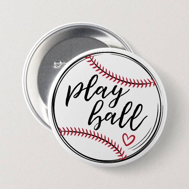 Macaron Rond 7,6 Cm Play Ball Doodle Baseball Graphic, GraphicLoveShop (Devant & derrière)