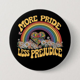 Macaron Rond 7,6 Cm Plus de fierté Moins de préjugé Retro Rainbow Prid