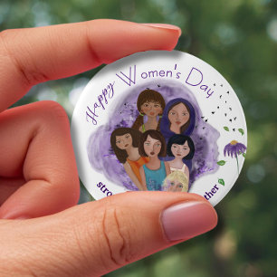 Macaron Rond 7,6 Cm Plus fort ensemble Journée de la femme
