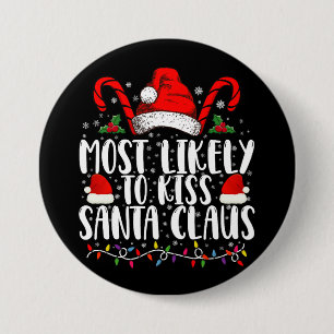 Macaron Rond 7,6 Cm Plus susceptible d'embrasser le Père Noël Famille 