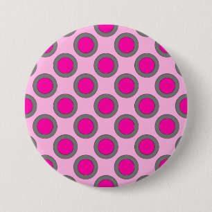Macaron Rond 7,6 Cm Points tournés, fuchsia, gris et rose