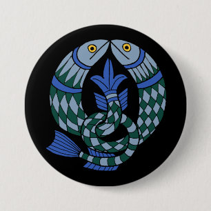 Macaron Rond 7,6 Cm Poisson céleste médiéval