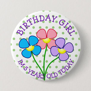 Macaron Rond 7,6 Cm Polka Pootté Bouton fille anniversaire anniversair
