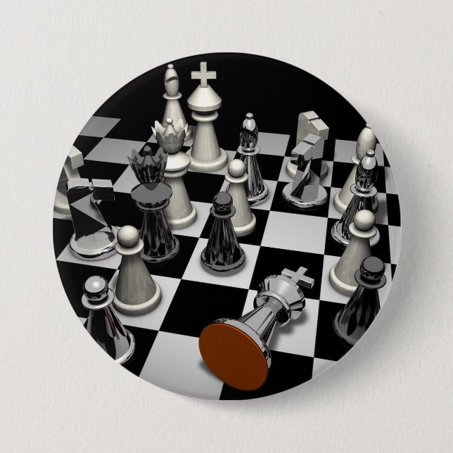 Macaron Rond 7,6 Cm Porte - clé d'échecs (Devant)