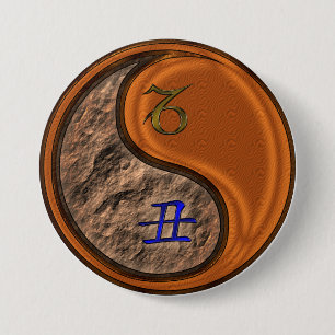 Macaron Rond 7,6 Cm Porte-clés acrylique Capricorne & Bœuf de Bois