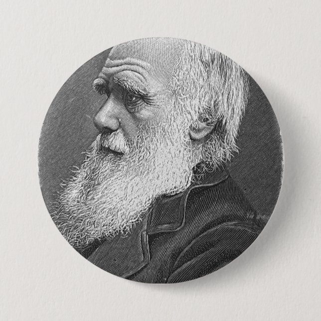 Macaron Rond 7,6 Cm Portrait de Darwin (Devant)