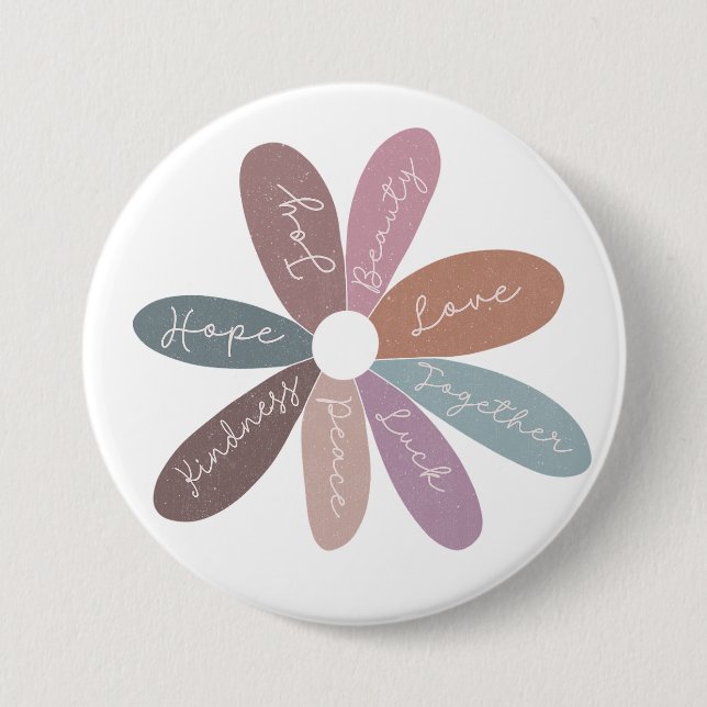Macaron Rond 7,6 Cm Positivity Happiness Daisy Affirmations quotidienn (Devant)