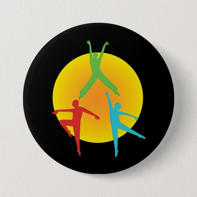 Macaron Rond 7,6 Cm Postures de danse (Devant)