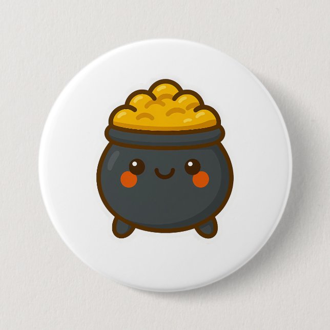 Macaron Rond 7,6 Cm Pot d'or Kawaii (Devant)