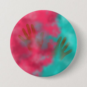 Macaron Rond 7,6 Cm Poudre et mains Holi Hai turquoise et rose