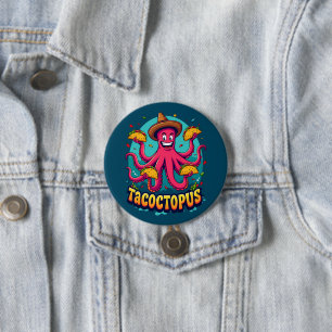 Macaron Rond 7,6 Cm Poulpe de dessin animé drôle de taco jeu de mots s
