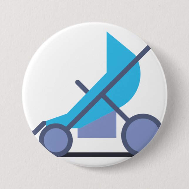 Macaron Rond 7,6 Cm poussette bleue (Devant)
