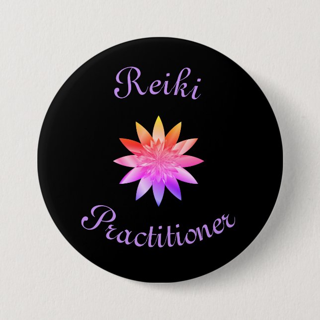 Macaron Rond 7,6 Cm Praticien de Reiki (Devant)