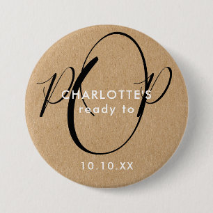 Macaron Rond 7,6 Cm Prêt à faire éclater la Baby Shower Rustique Kraft