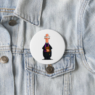 Macaron Rond 7,6 Cm Prêtre tenant la Bible Personnage du clergé IFunny