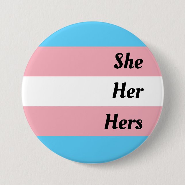 Macaron Rond 7,6 Cm Pride transgenre de She Her (Devant)