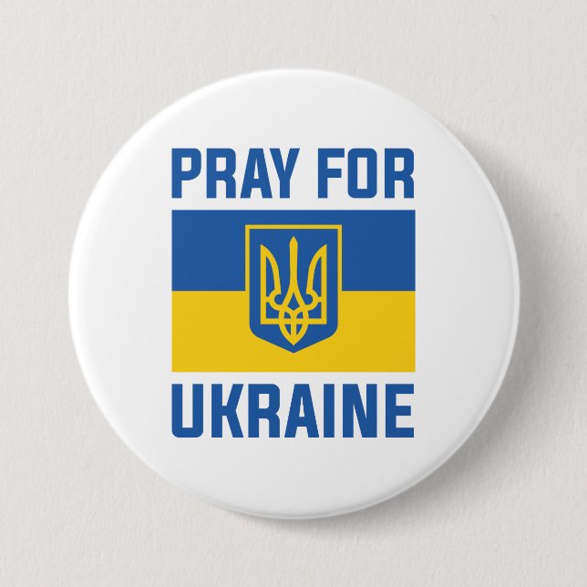 Macaron Rond 7,6 Cm Priez Pour L'Ukraine (Devant)