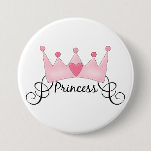 Macaron Rond 7,6 Cm Princesse Avec Couronne - Personnalisable