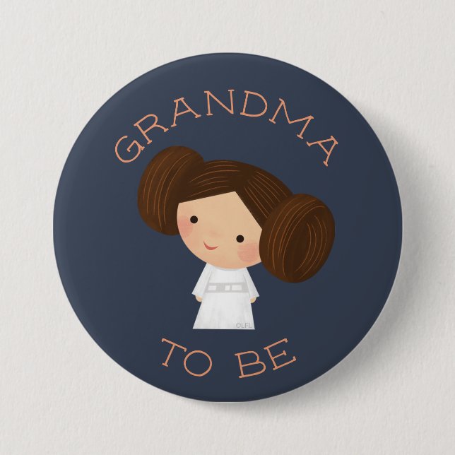 Macaron Rond 7,6 Cm Princesse Leia | Future Grand-mère (Devant)