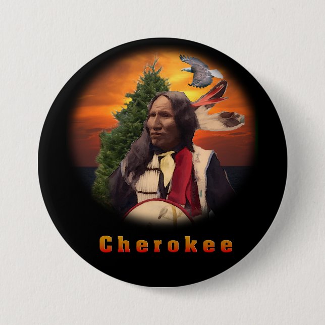 Macaron Rond 7,6 Cm Produits indiens Cherokee (Devant)